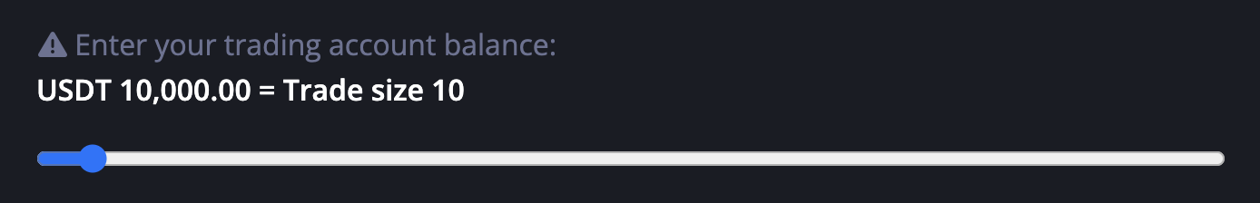 Account balance size slider